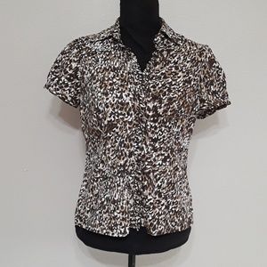 East 5th Brown & Cream Button Down Blouse